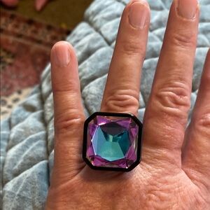 Black Ring with Purple Gemstone